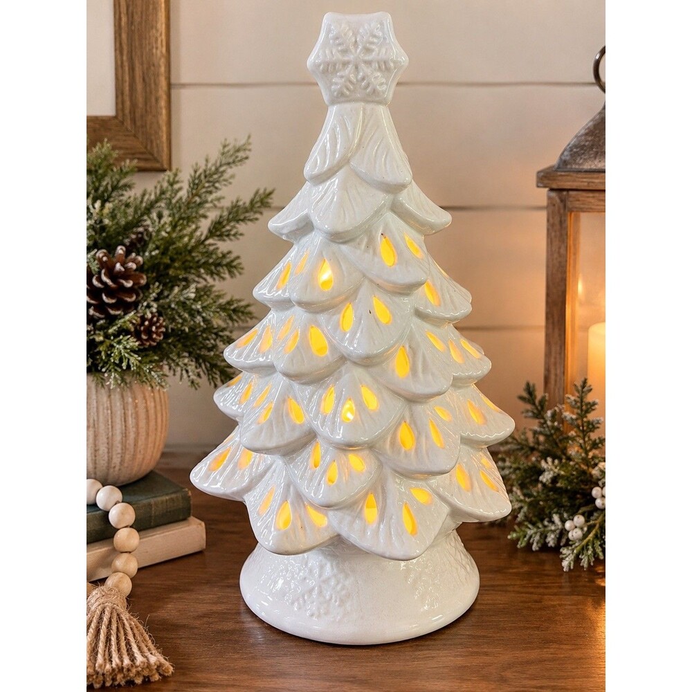 Yankee Candle Christmas Tree Luminary Tea Light White Decor candle holiday 9.5"